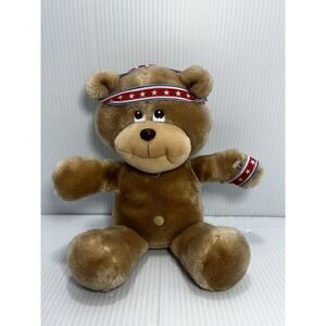 Applause Born In The USA Bear Plush Stuffed Animal Toy 10" Vintage 1986 Headband